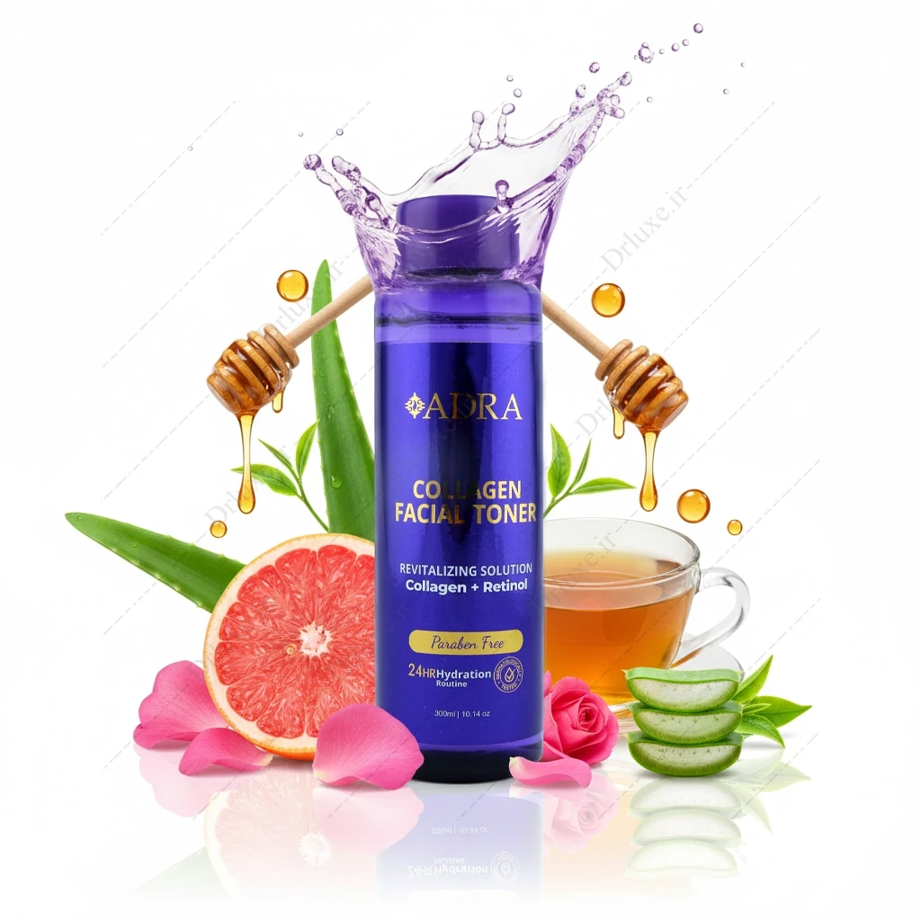 تونر پاک کننده صورت آدرا حاوی کلاژن و رتینول 300 میلی‌لیتر